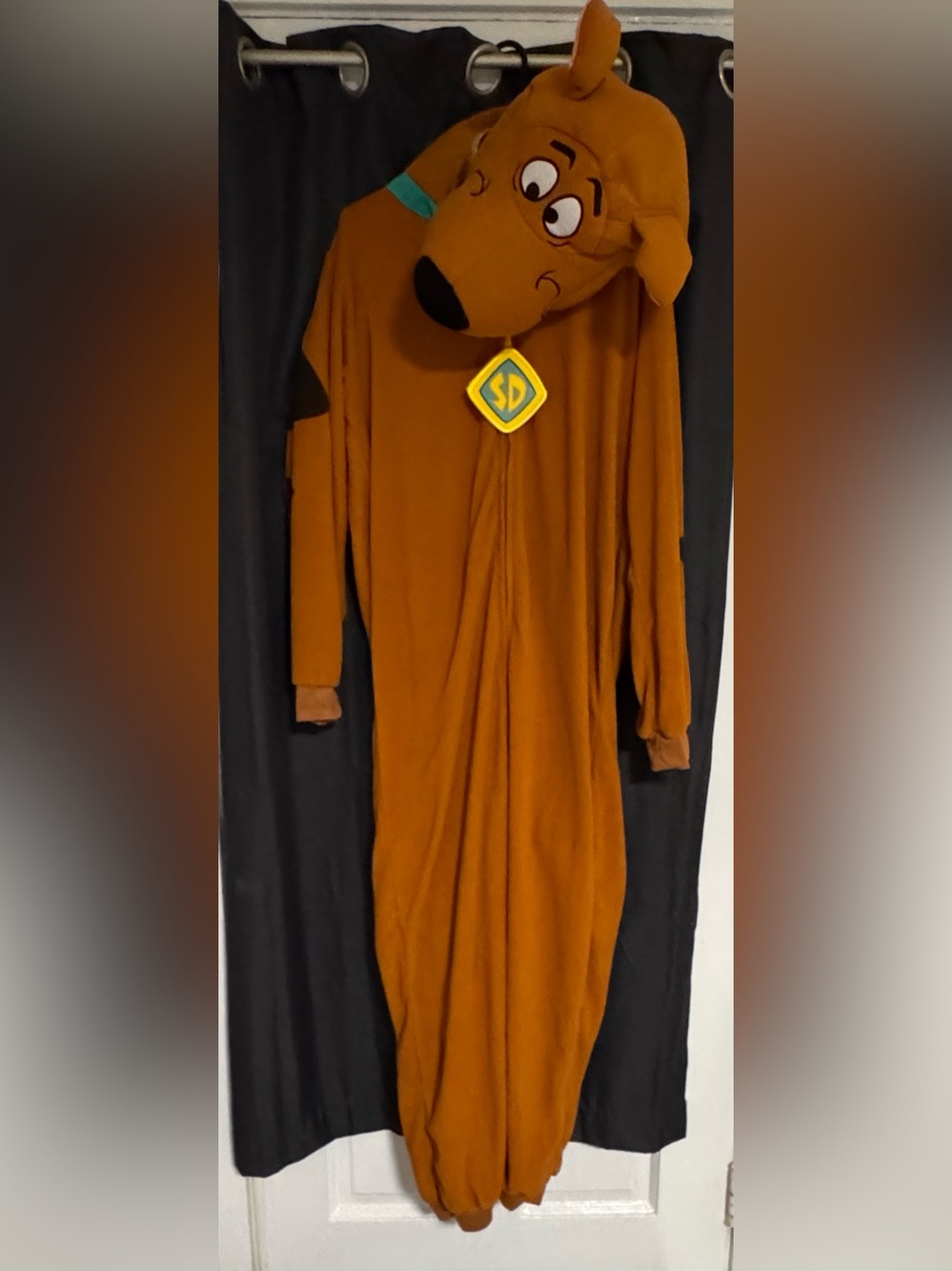 Men's Scooby Doo Brown Character Onesie Costume with SD Collar